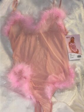 Roma Pink Sheer Marabou Teddy